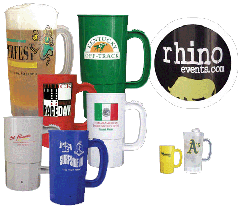 assorted custom printed steins